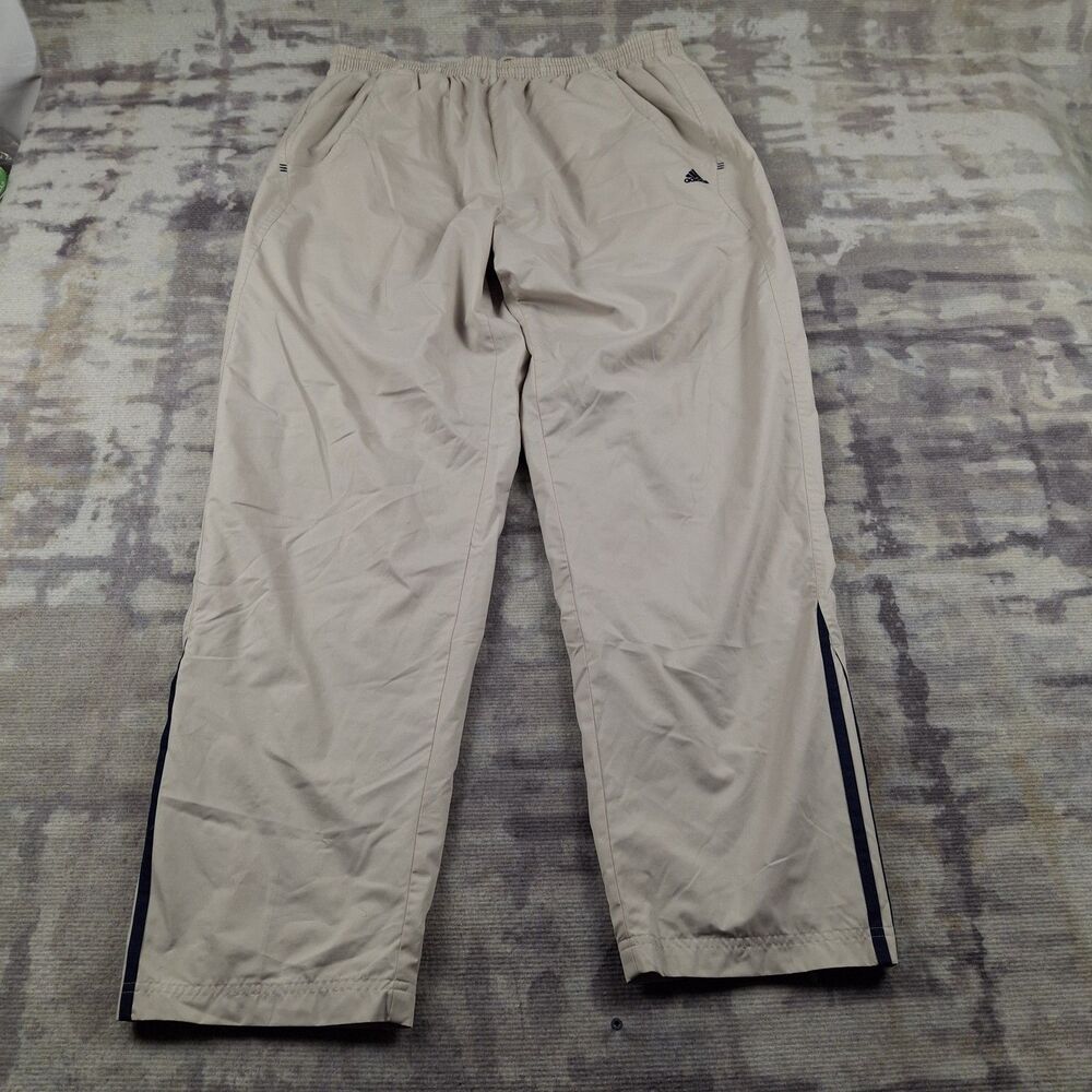 Vintage Adidas Windbreaker Track Pants Mens 2XL Beige Swishy Nylon Y2K 712119